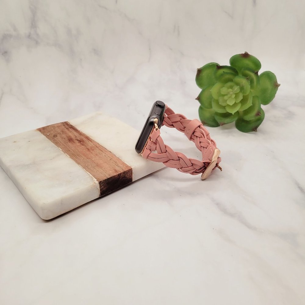 Leather Apple WatchBand Women Braided Strap Bracelet for 38mm 40mm 41mm